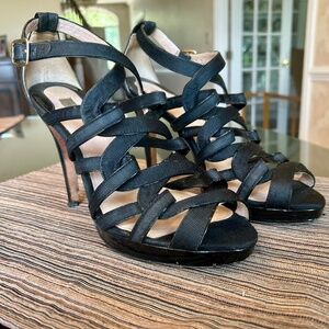 Reiss “Clover” Black Strappy Sandaks with Stiletto Heel Size 10.5